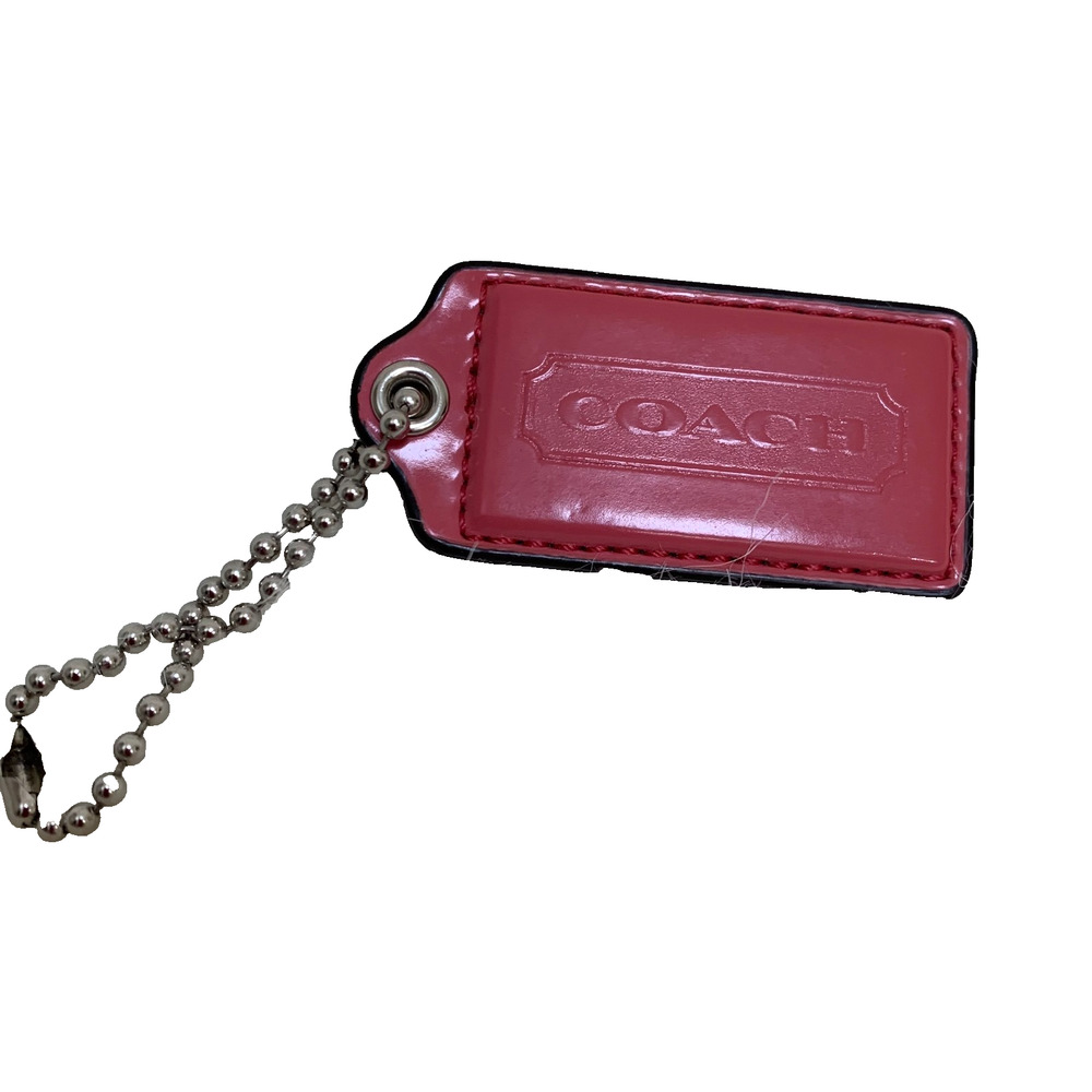 COACH Rose Peony Pink Patent Leather 2.5" Lozenge Hang Tag Purse Charm Fob H41
